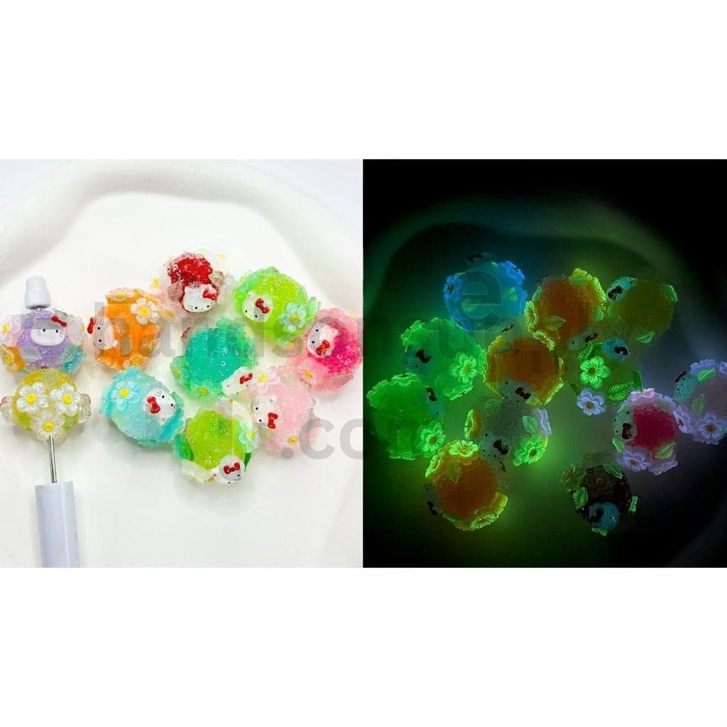 Glow in the Dark Jelly Color Sugar Cartoon Flower Chunky Beads Cute Mixed Characters & Colors, 20MM by 27M