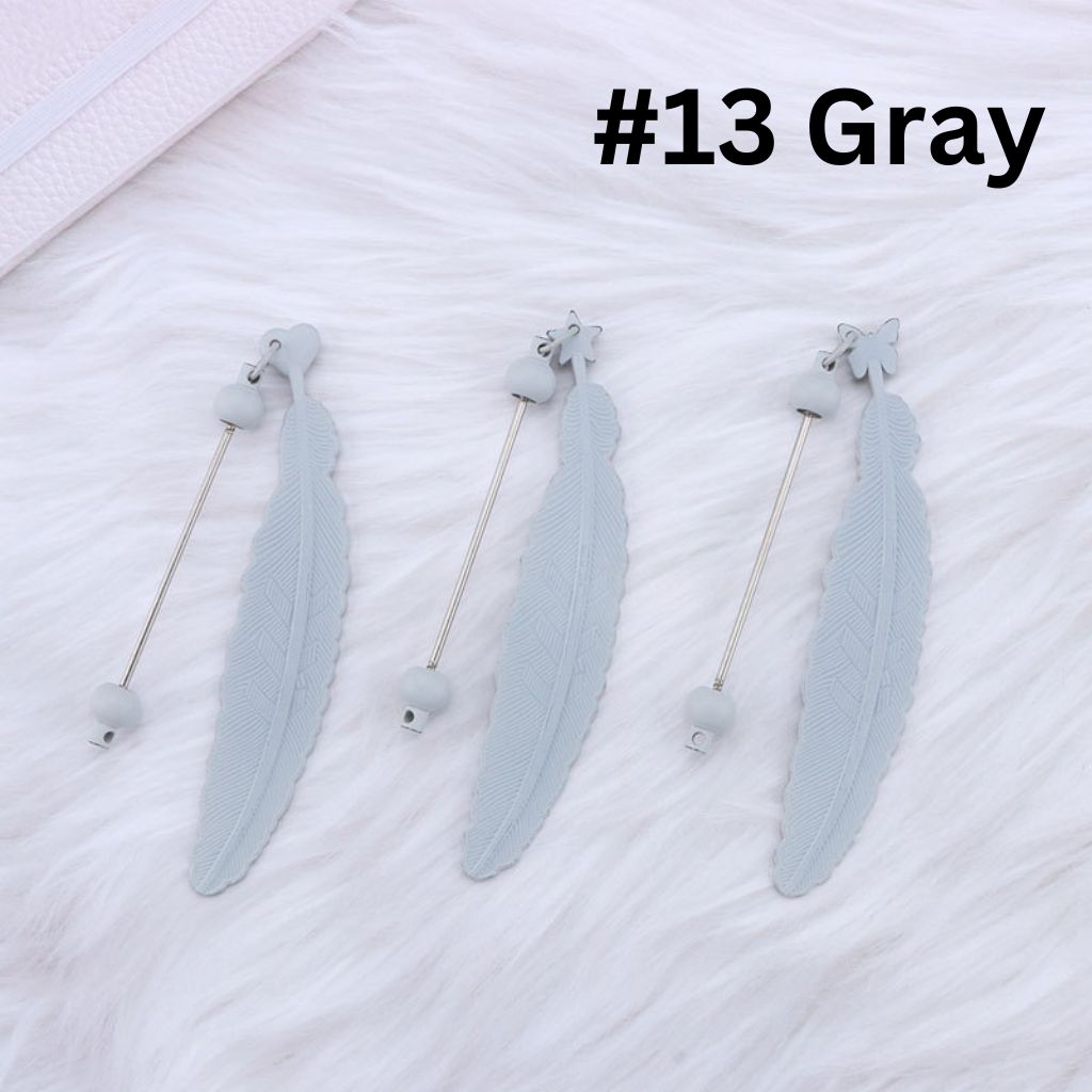 DIY Beadable Plastic Feather Shaped Bookmarks in Solid Colors, 147MM, Important: Please Read the Description