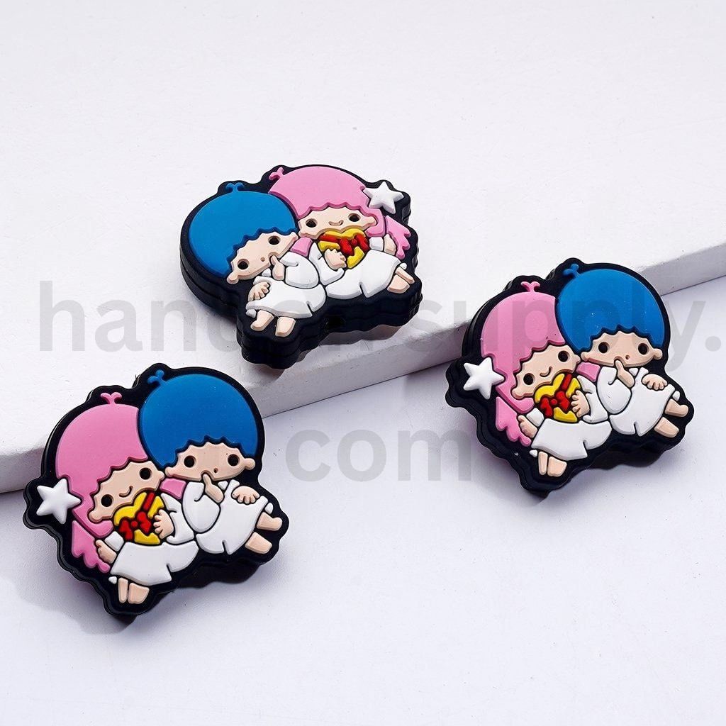 Cute Twin Star Sanrio Inspired Characters Silicone Focal Beads