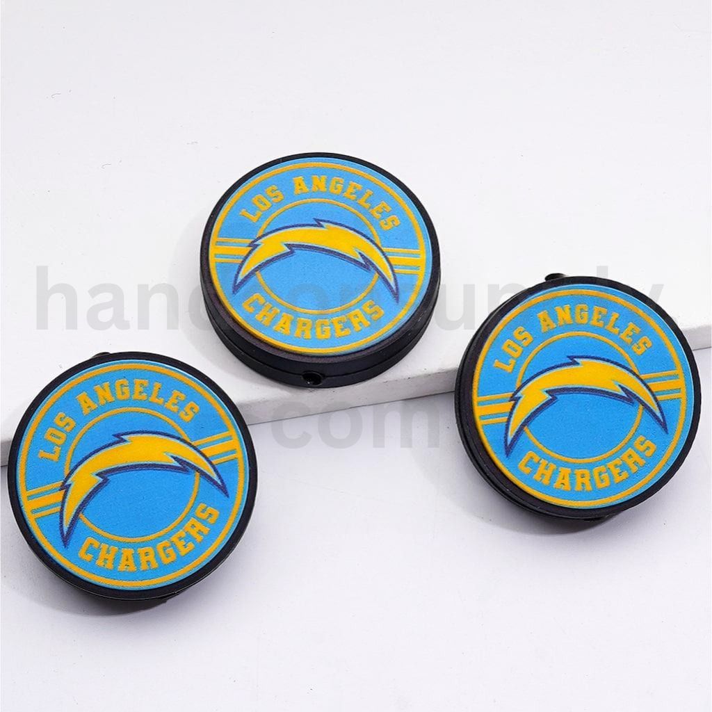USA America NF Lo Angele Charge Round Football Silicone Focal Beads