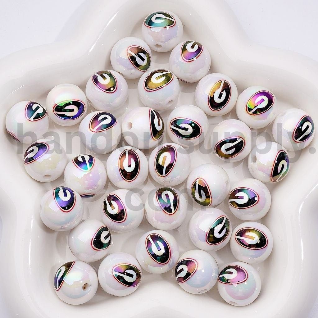 Georgia Bulldogs Football Beads UV Coated Acrylic, 16MM College Team Spirit Design