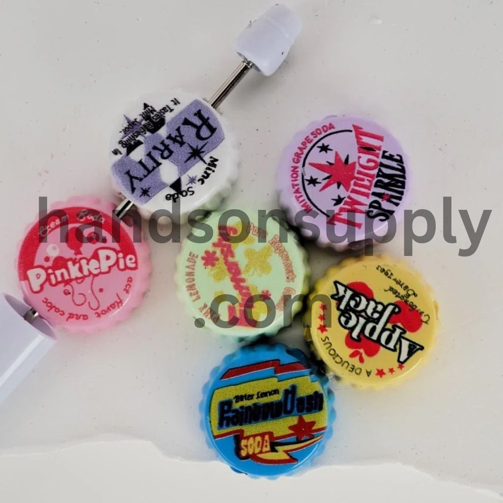 Bottle Cap Lid Capsule Shutter Mini Cute Acrylic Beads, Around 23MM, Random Mix