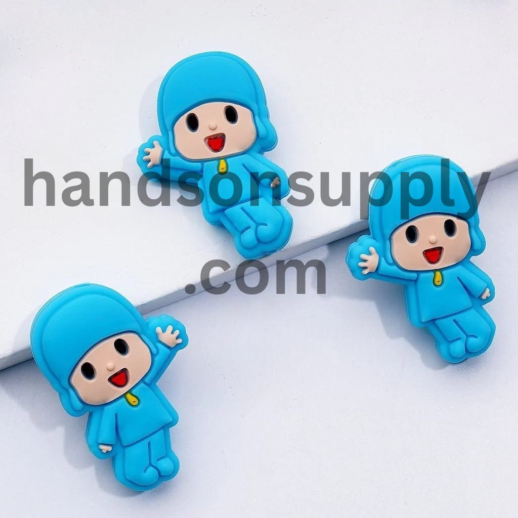 Adorable Cute Boy in Blue Pocoy Cartoon Silicone Focal Beads