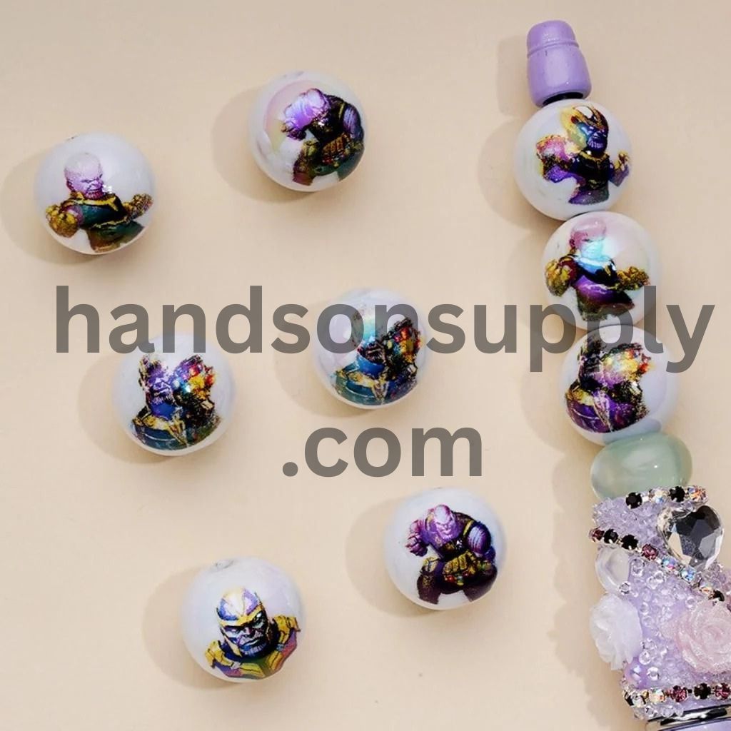 Strong Character White Round UV Coating Acrylic Beads, 16MM, Random Mix