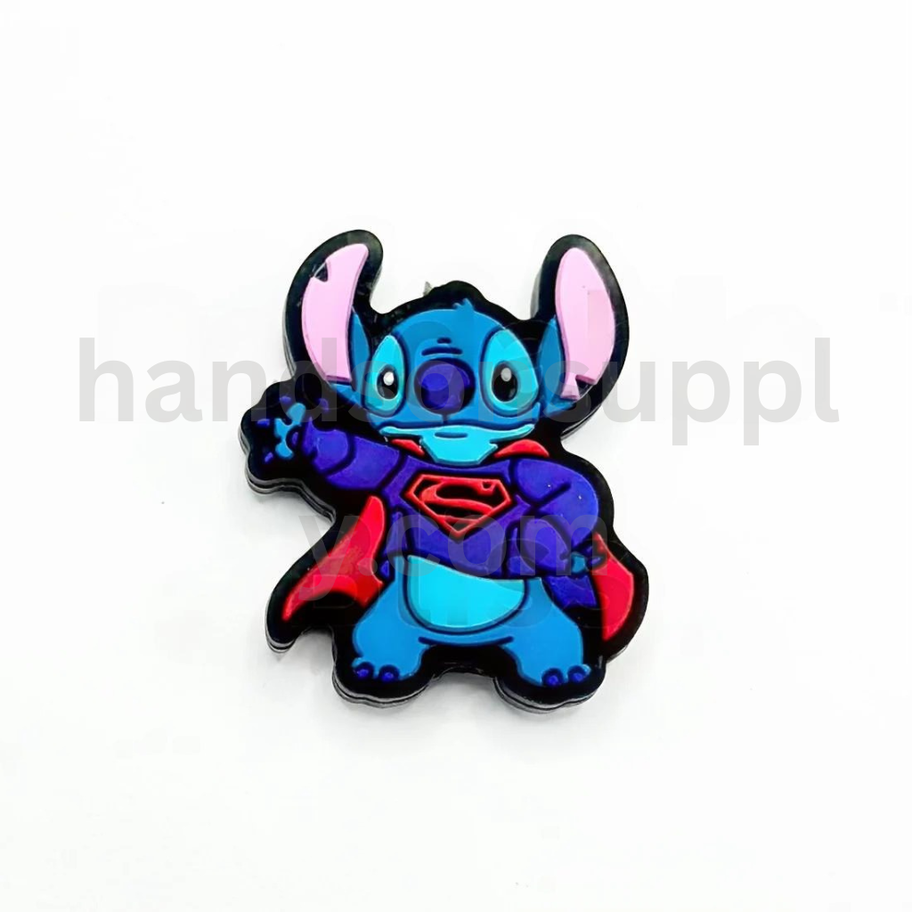 Blue Stitch Character in Superhero Costume Design Silicone Focal Beads