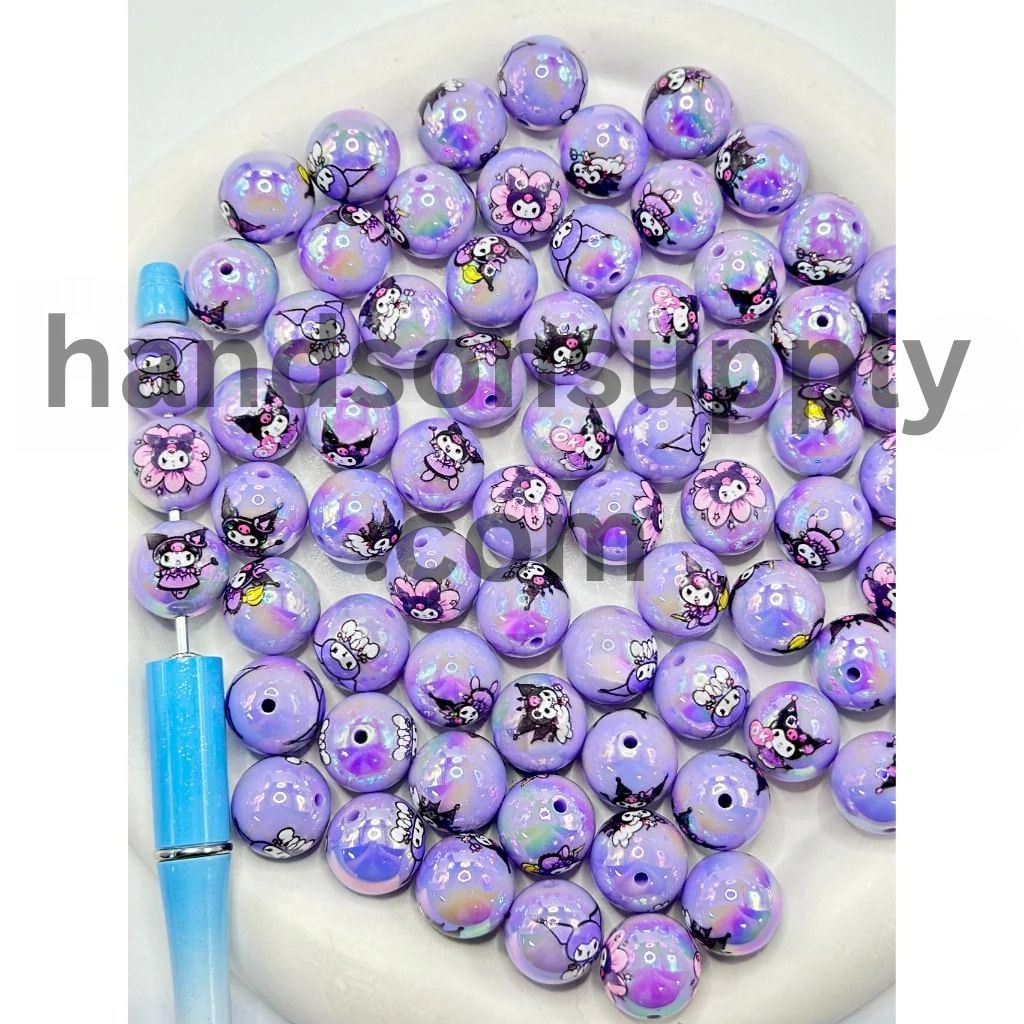 Adorable Character Round UV Coating Acrylic Beads, 16MM