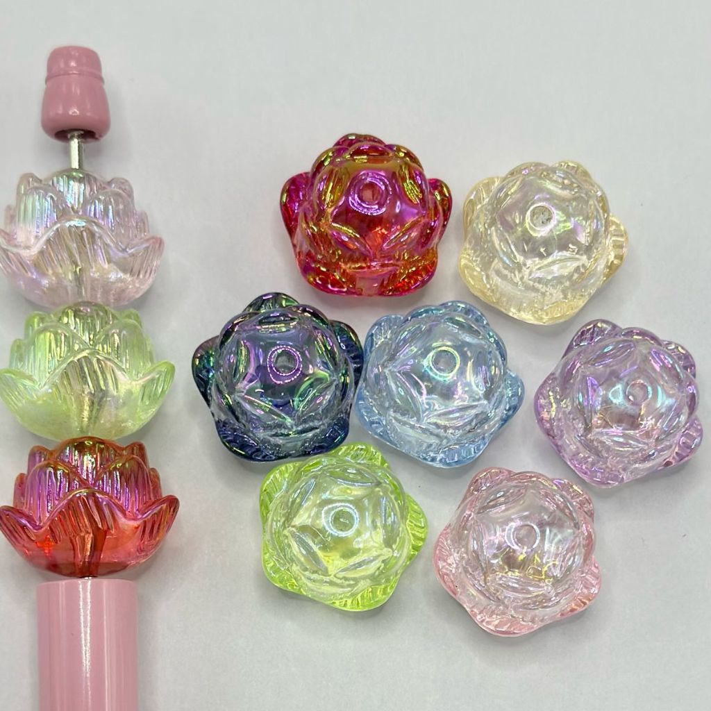 Cute Flower Lotus Beads, Floral Style Acrylic Beads, Size 16*18 mm