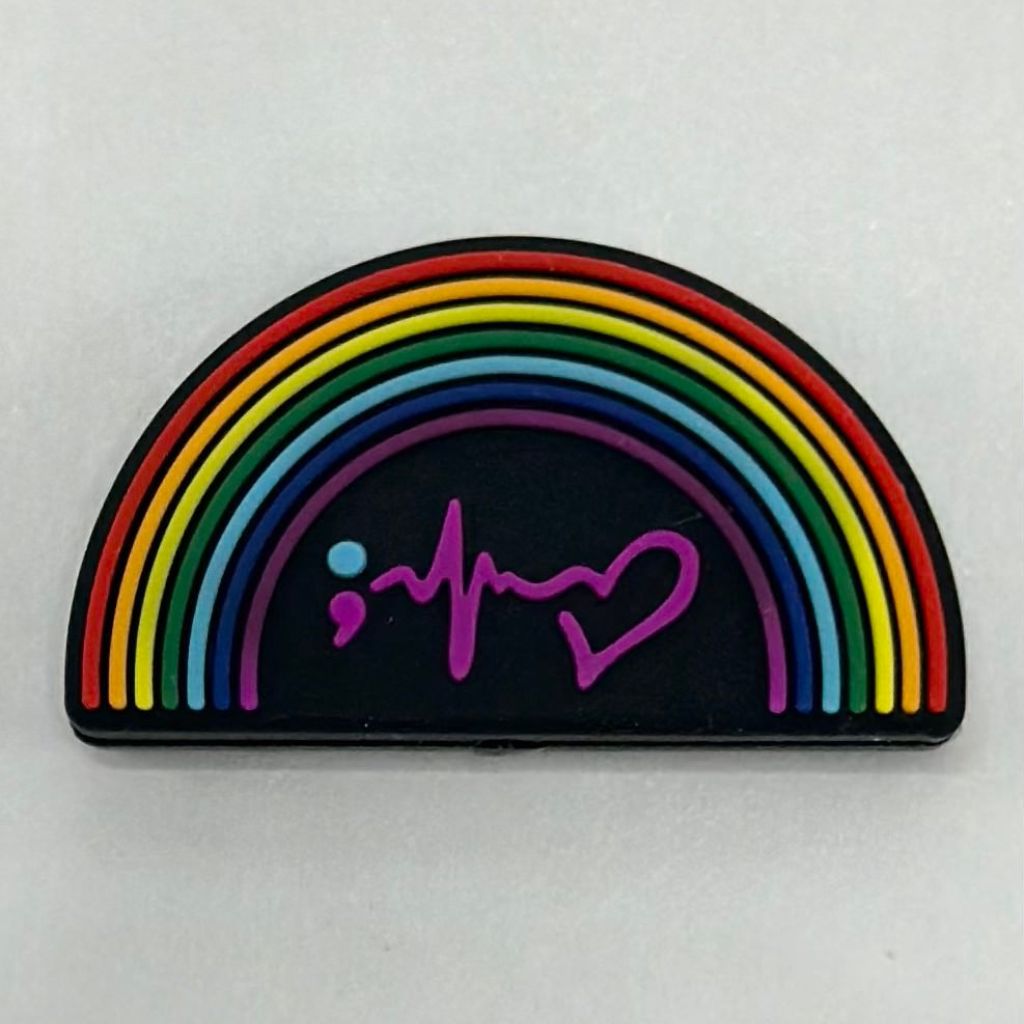 Heartbeats Semicolon Love Colorful Rainbow Silicone Focal Beads