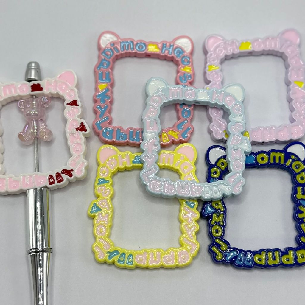 Cute Frame Large Size Rectangle Acrylic Beads 52*60mm Random Mix