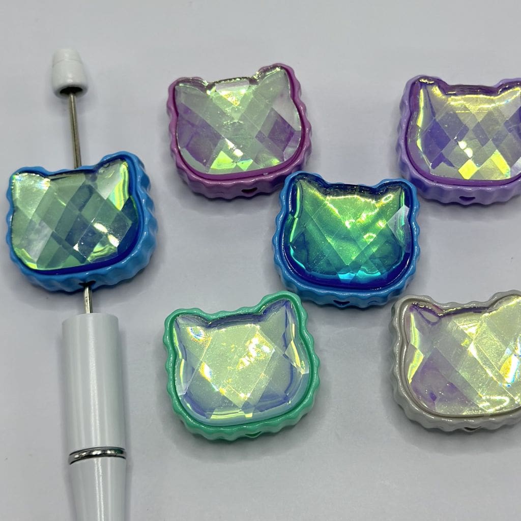Double-Sided Cat Shape Solid Color AB Color Large Rhinestone Clay Beads 28*32mm