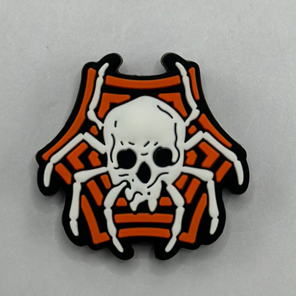 Halloween Orange Web Spider Skull Silicone Focal Beads