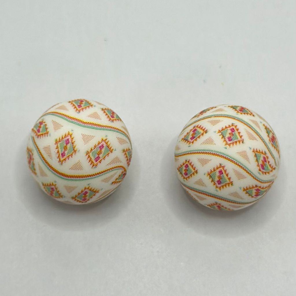 Aztec Print Pattern Silicone Beads  Round Shape 15mm