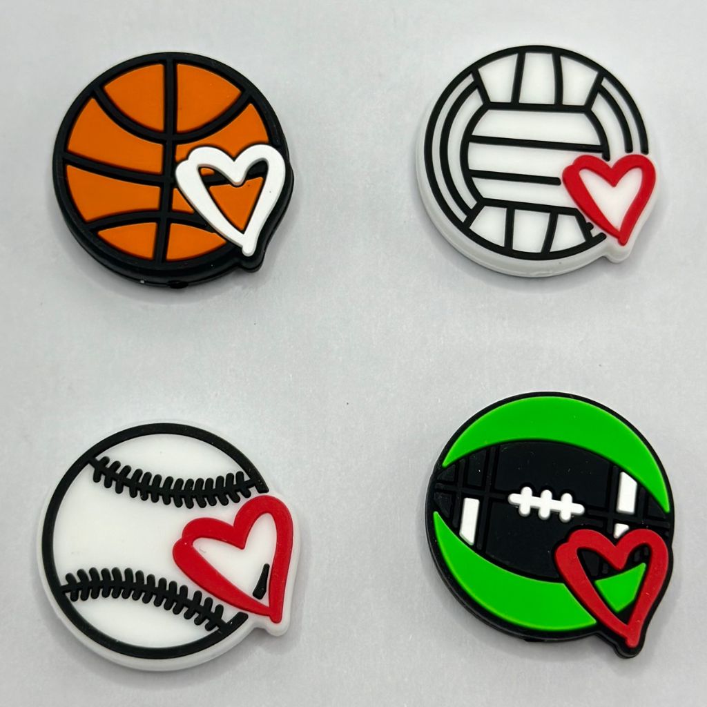 Football Basketball Volleyball Baseball Softball Sports Balls Silicone Focal Beads Random Mix