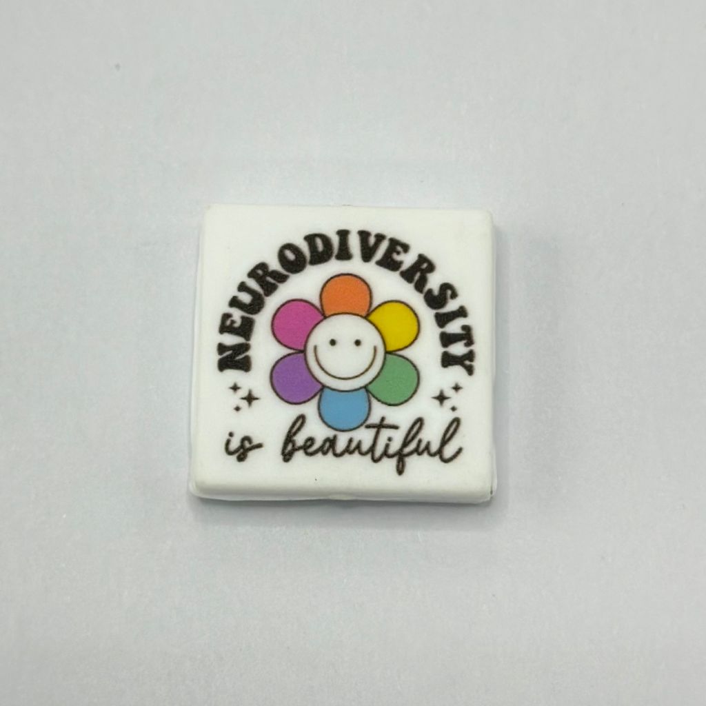 Smiley Face Neurodiversity Beautiful Rainbow Flower Silicone Emoji Focal Beads