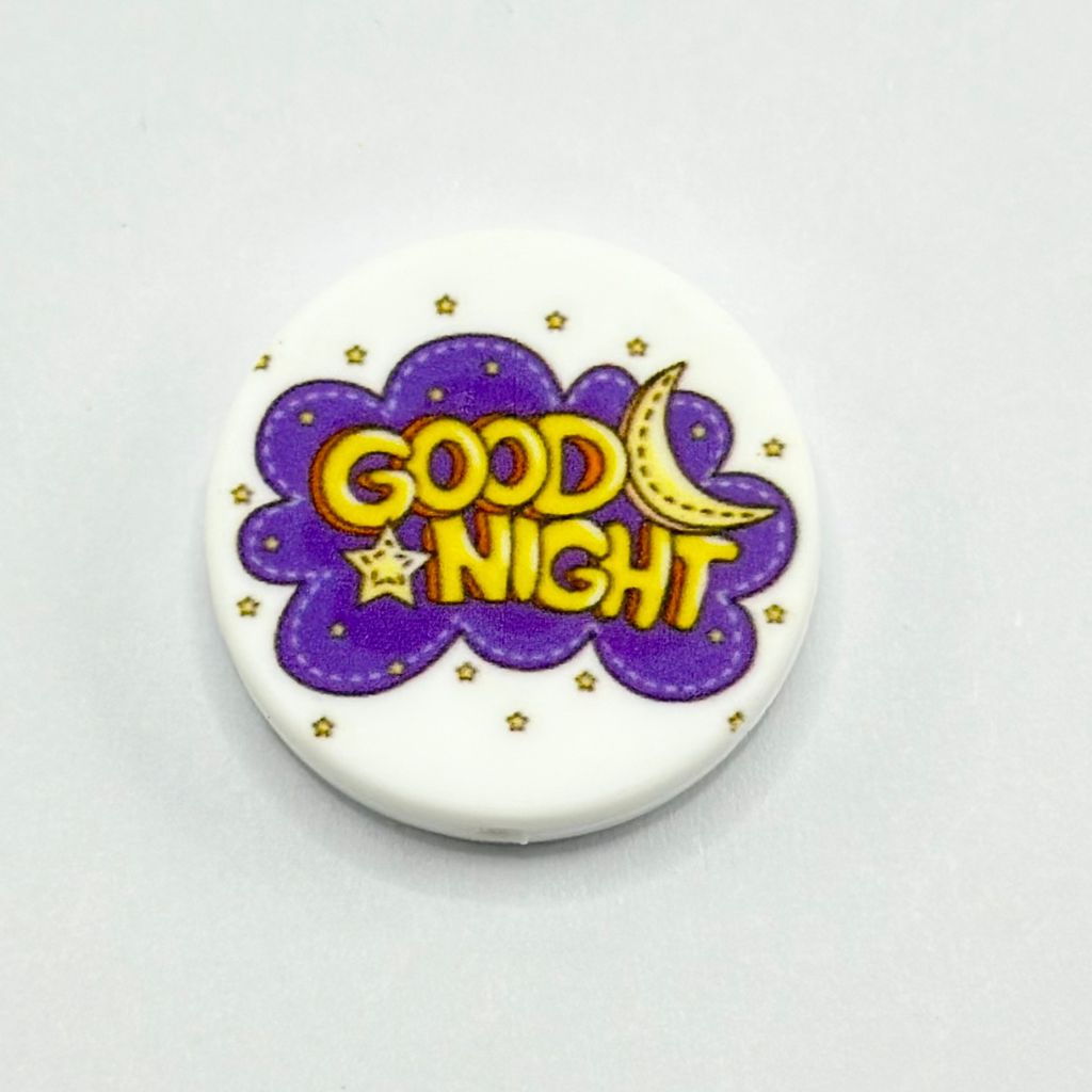 Star Crescent Moon Good Night Silicone Focal Beads