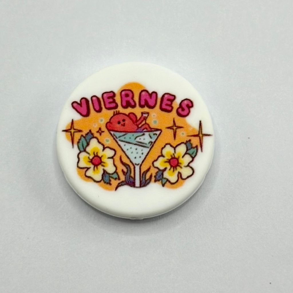 Cute Flower with Viernes Friday Vibes Silicone Focal Bead