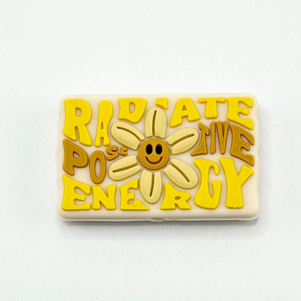 Sayings with Flowers, Cute Positive Vibes, Silicone Focal Beads