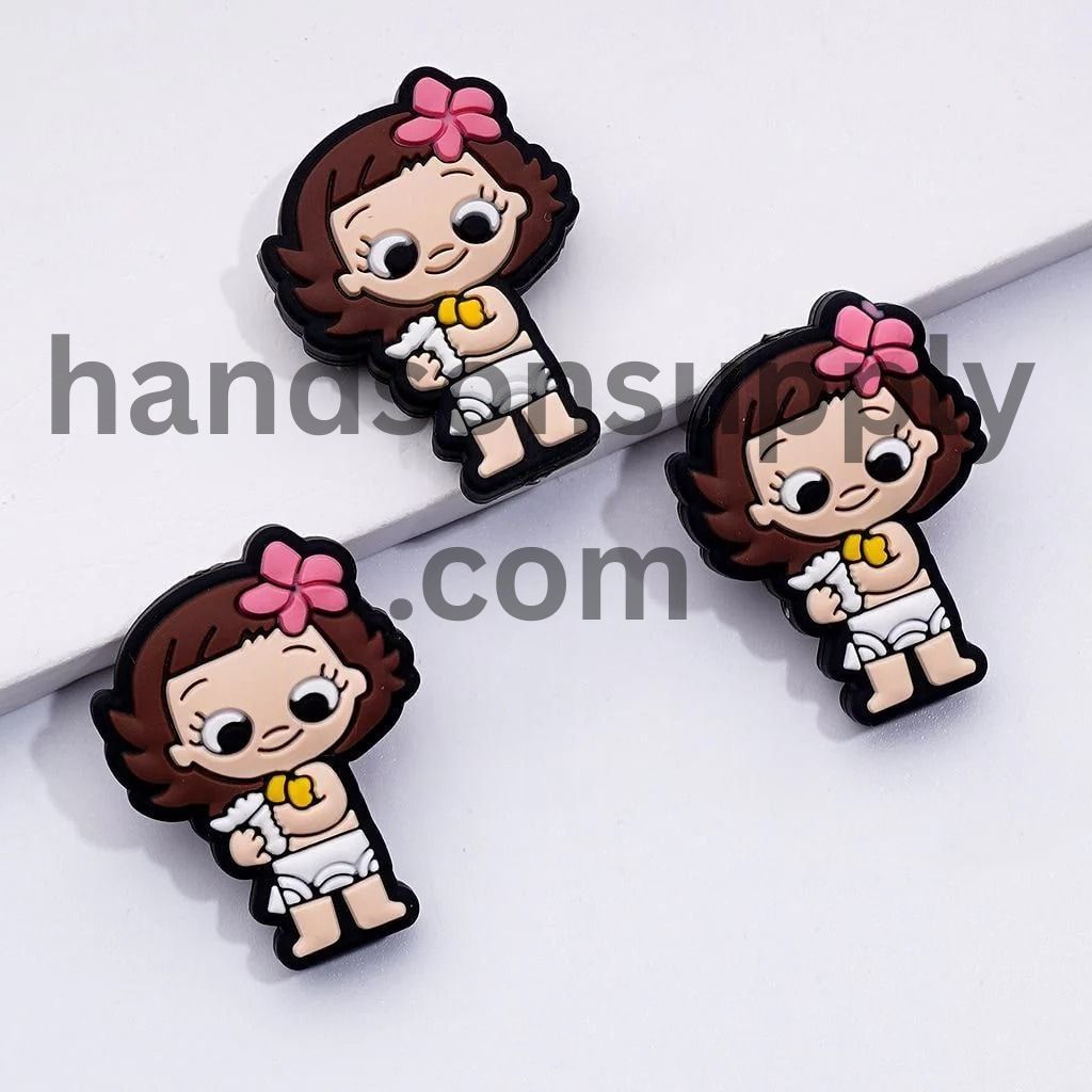 Classic Animation Cute Girl Baby Moan Cartoon Silicone Focal Beads
