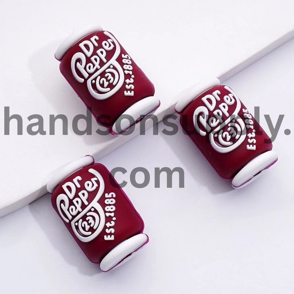 3D Cute Soft Bubble Drink Beverage Can Bottle Red Silicone Focal Beads