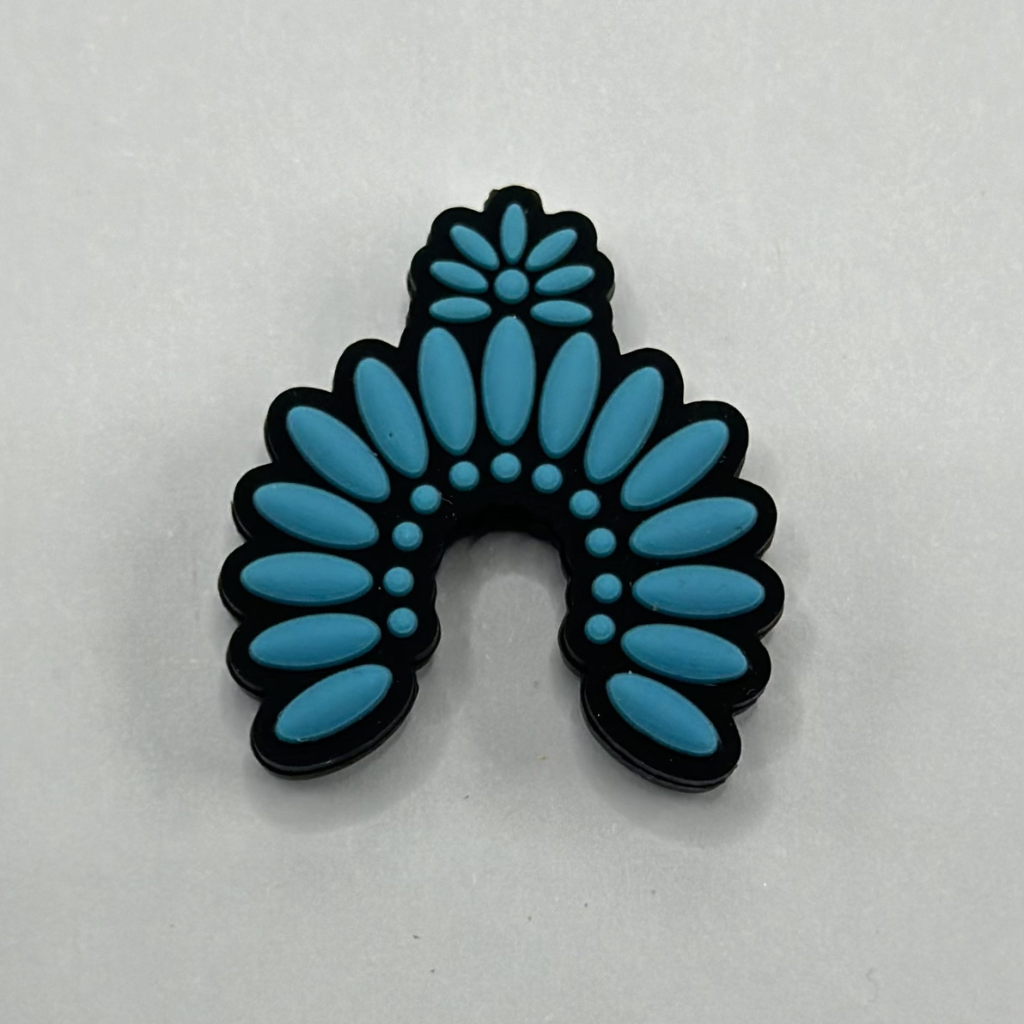 Aztec Design Daisy Helmet with Turquoise Gemstone Silicone Focal Beads