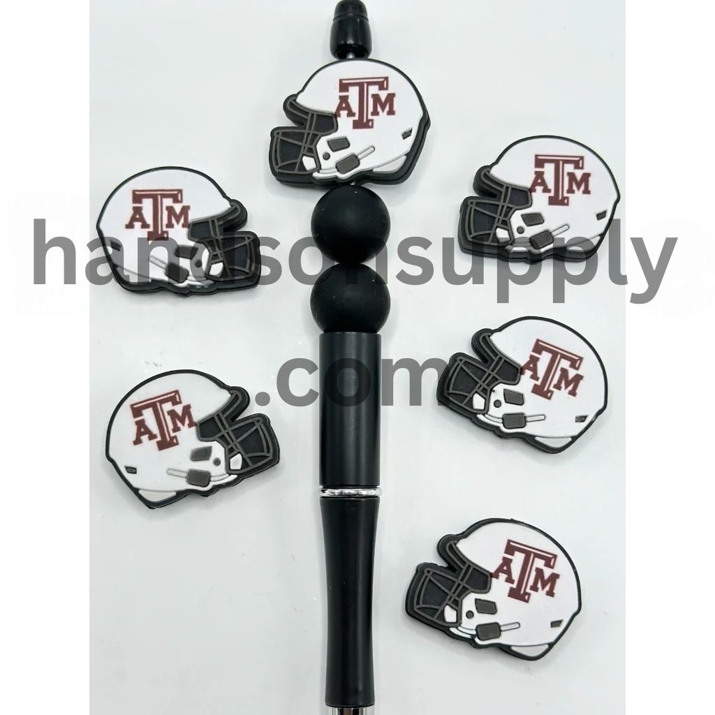 New York Baseball University USA Texas A&M Aggi Helmet Silicone Focal Beads, Please Read the Description