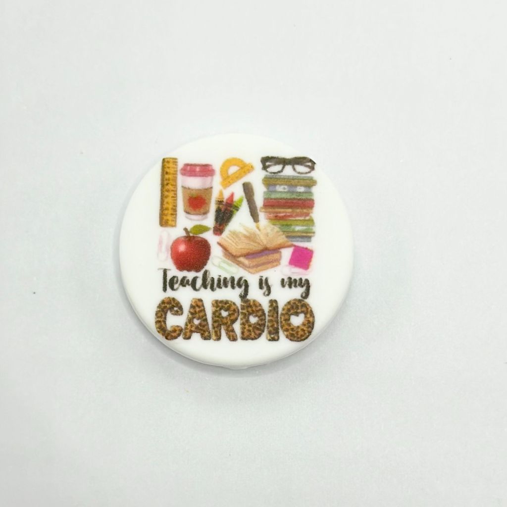 Red Apples, Pile of Books,Teaching is My Cardio Silicone Focal Beads