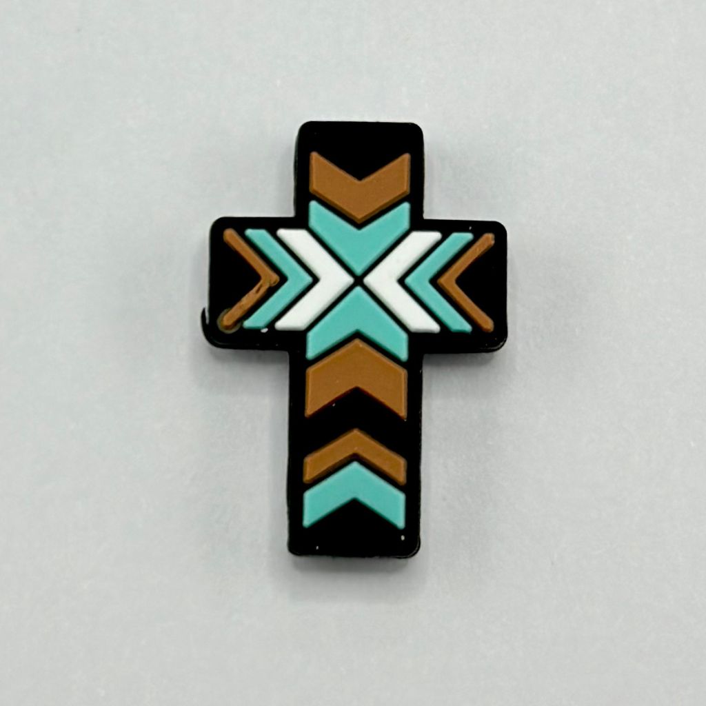 Religious Arrow Signs with Aztec Print Cross Silicone Focal Beads
