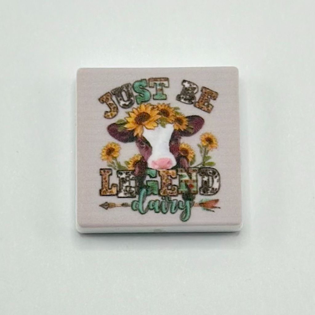 "Just be Legend Dairy" Cute Cow with Garland Silicone Focal Beads