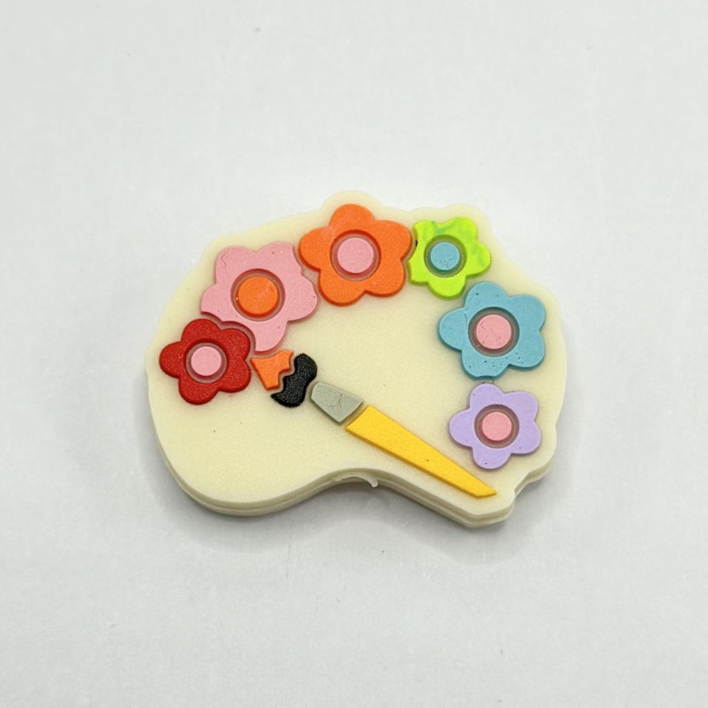 Little Flower Paint Plates Colorful Silicone Beads with Brush, Palette Silicone Focal Beads