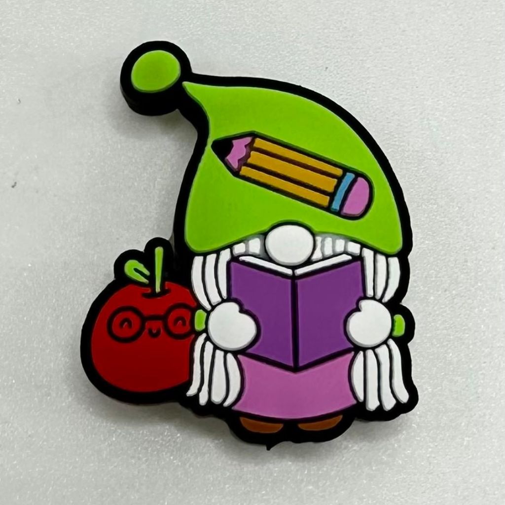 School Art, Halloween, Apple, Teacher Girl Gnome, Pencil Silicone Focal Beads