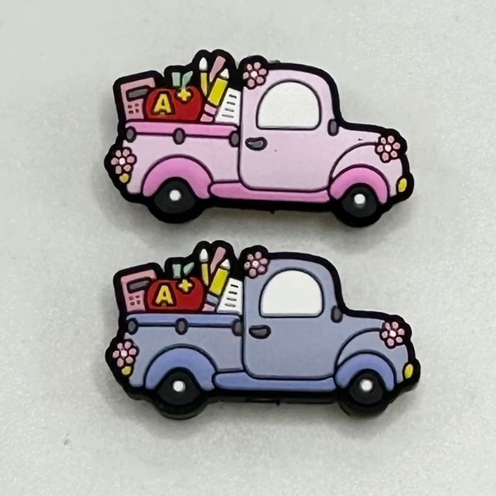 Cute Car Flowers Apple Pencil, Ruler, Book, Teacher & Student Silicone Focal Beads