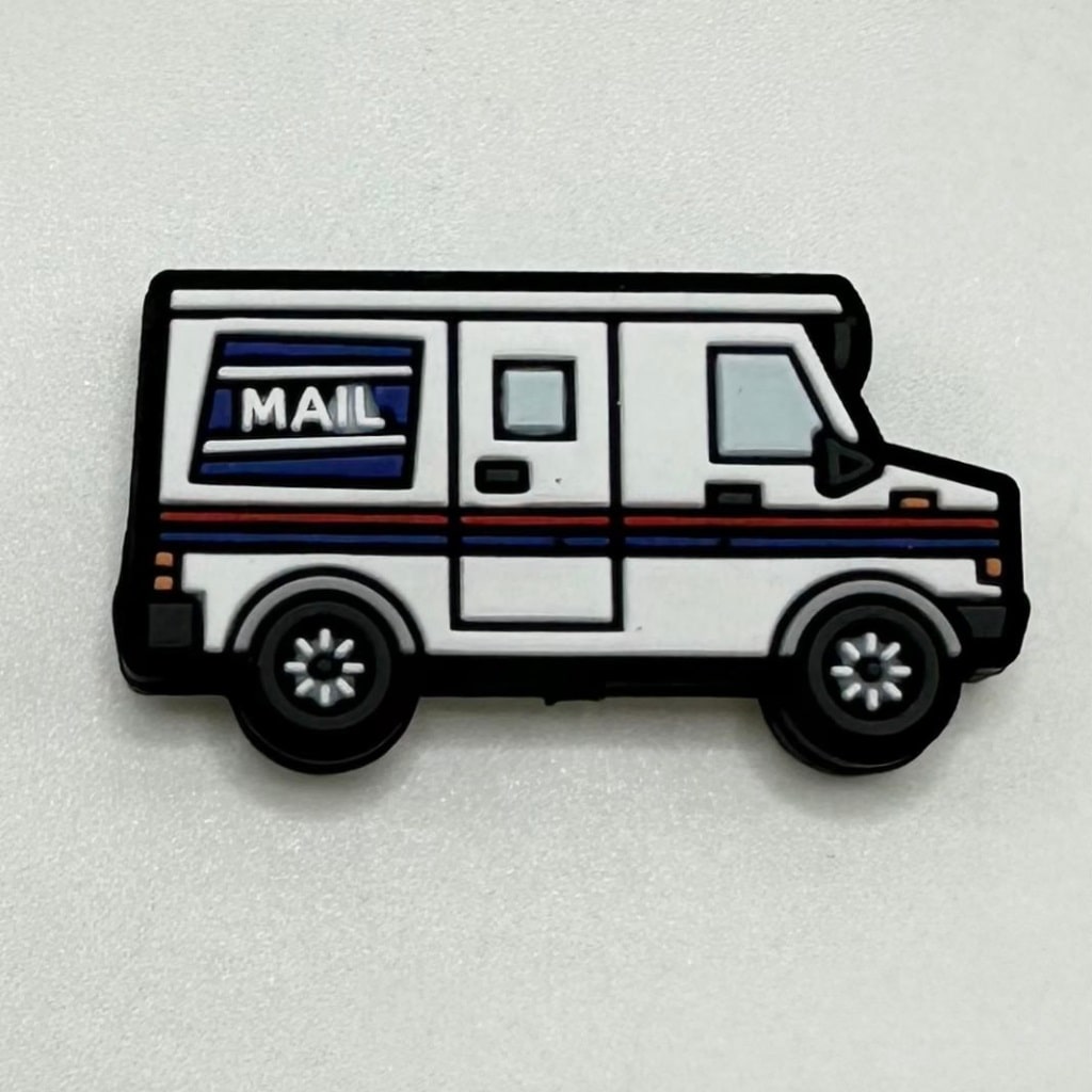 Delivery Mail Truck Cargo White Post Office Silicone Focal Beads