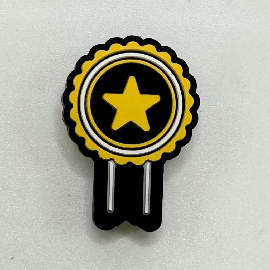 Pin, Brooch, Star, Black Gold Medal, Happy Graduation, Silicone Focal Beads