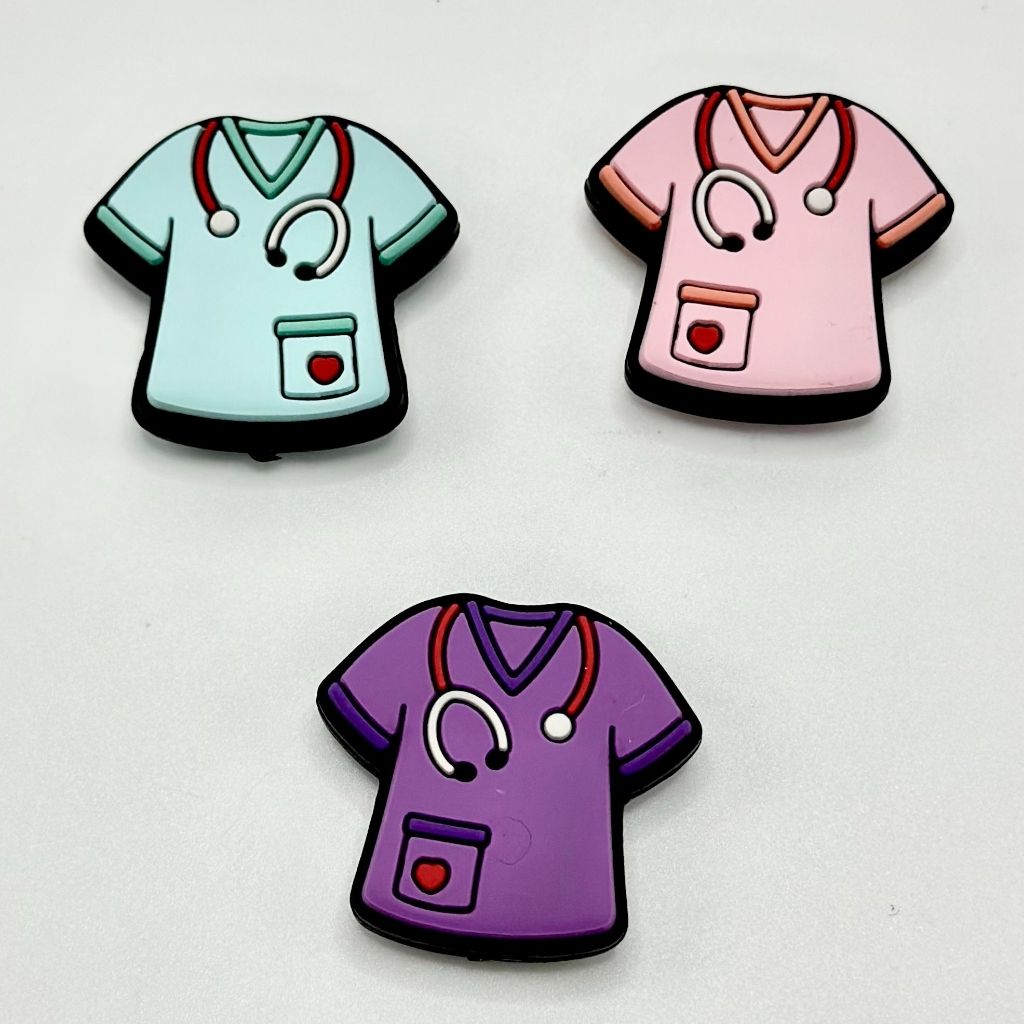 Nurse Uniform with Stethoscope, Nurse Silicone Beads, Silicone Focal Beads
