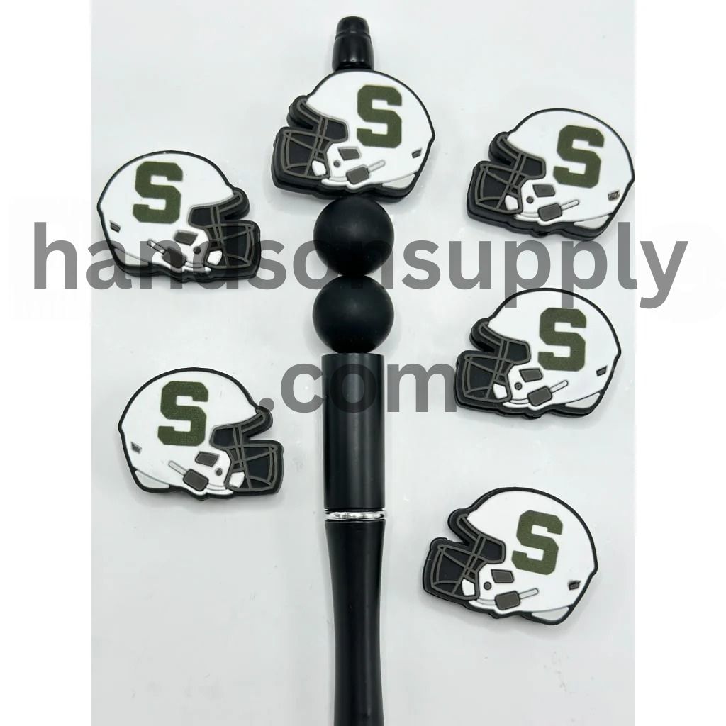 New York Baseball University Michigan State Sparta Helmet USA Silicone Focal Beads, (This item will be shipped out in around 6 days after you ordered)