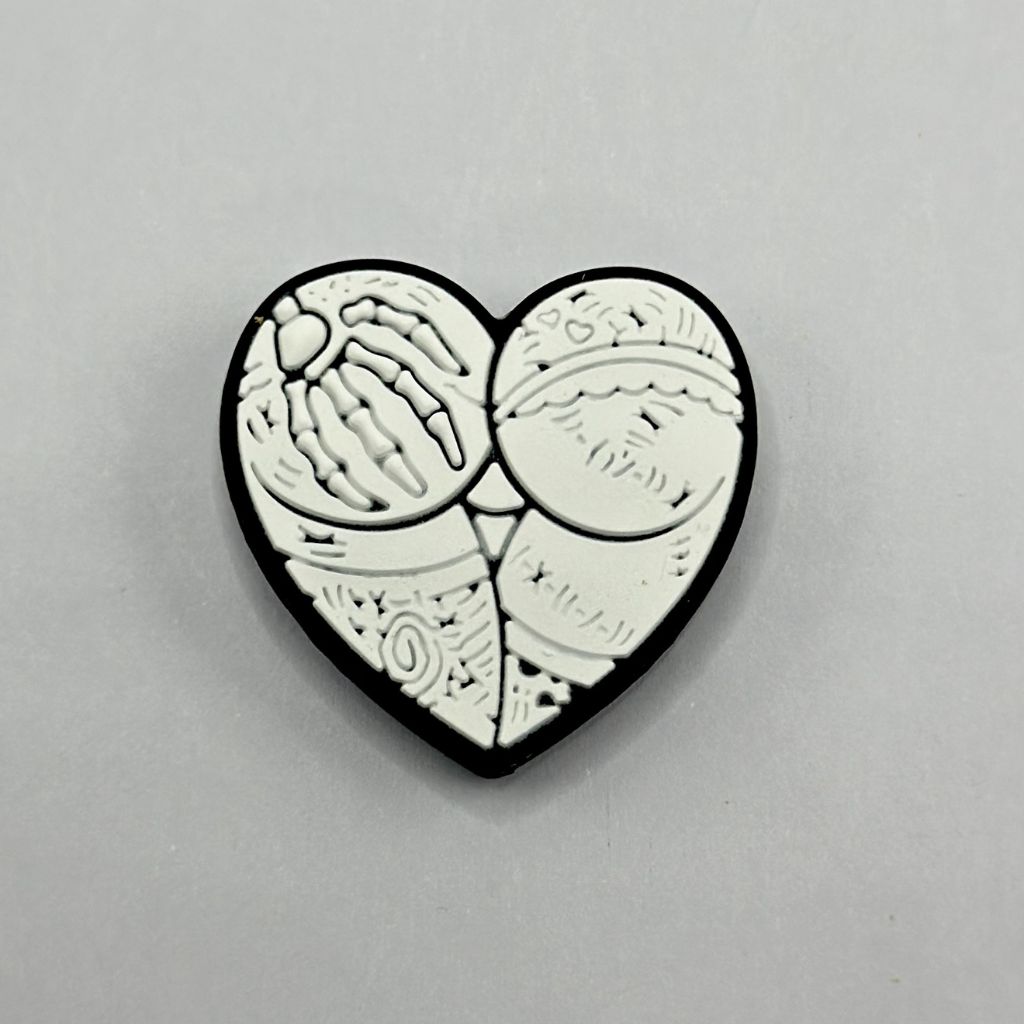 Tattooed Buttocks with Heart Shape Tattoo Beads, Silicone Focal Beads