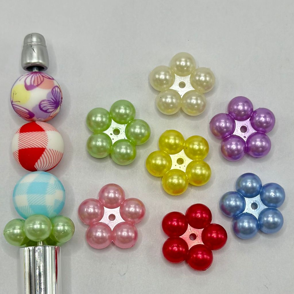 Colors Cute Flower Floral Spacers in Solid Round Acrylic Beads 20*8mm