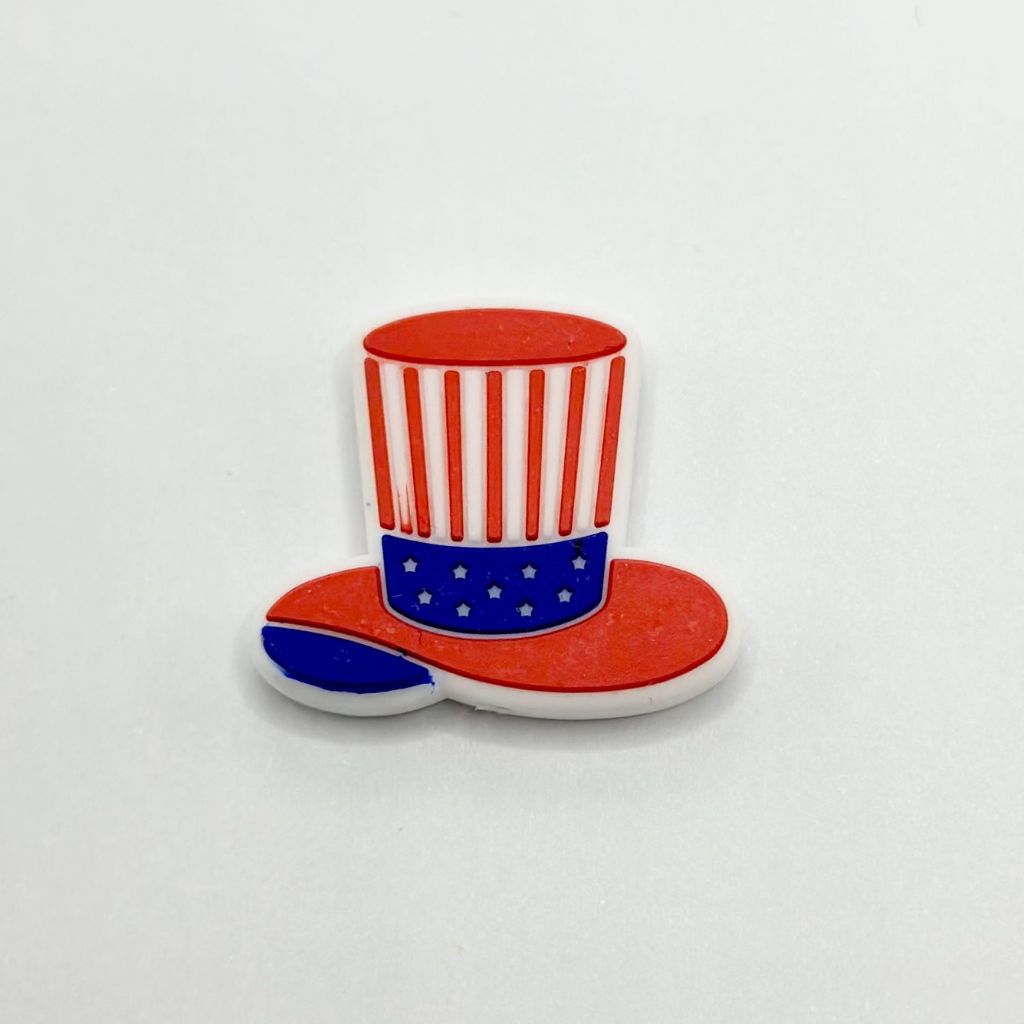 USA Flag with Red Tall Hat Silicone Focal Beads