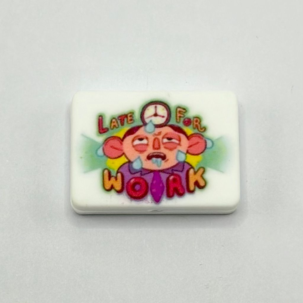 Sweaty Cartoon Late for Work Silicone Focal Beads