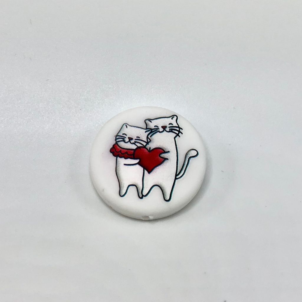 Cats Hug Each Other Heart Cute Loving Silicone Focal Beads