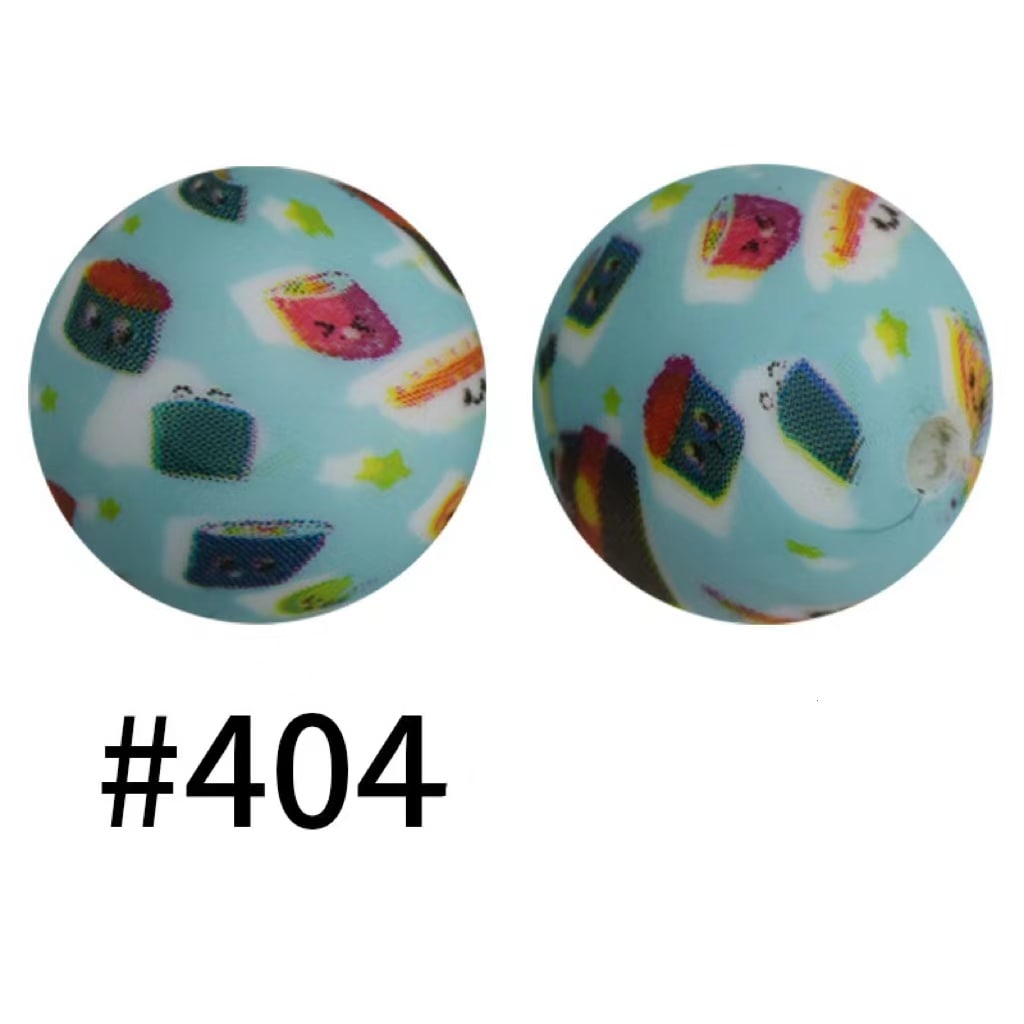 Round Printed Food Silicone Beads Number 404