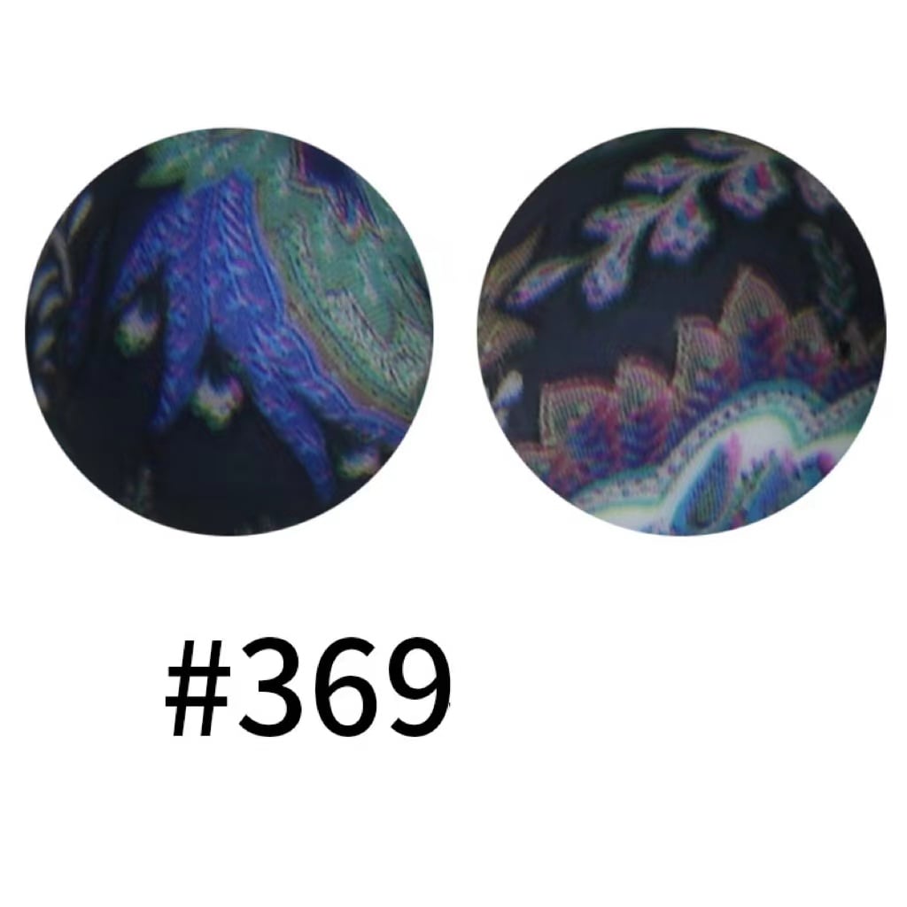 Flowers Black Printed Silicone Beads Number 369