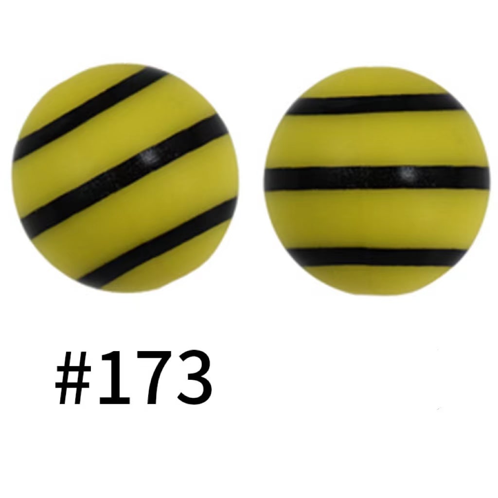 Bee Printed Round Silicone Beads Number 173
