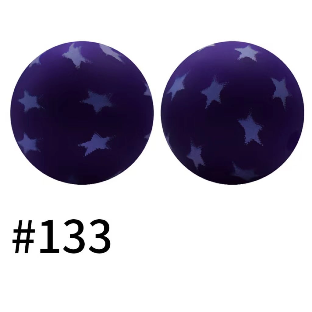 Printed Stars in Sky Silicone Beads Number 133