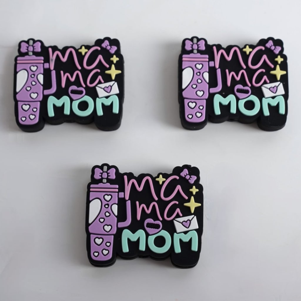 Mother's Day Mom Mama Purple Stanley Bottle Cup Silicone Focal Beads