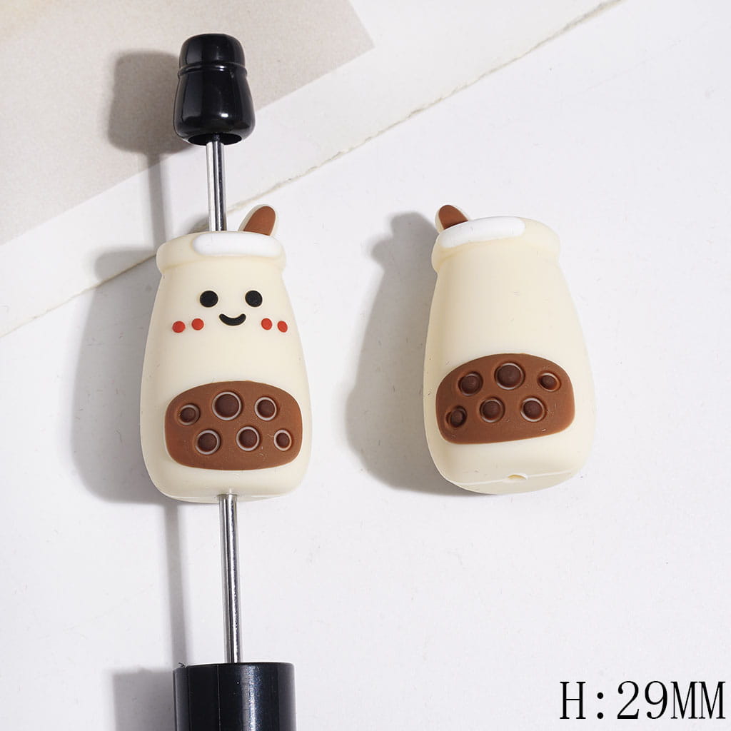 3D Smiling Pudding Jar Silicone Focal Beads, Height 29MM
