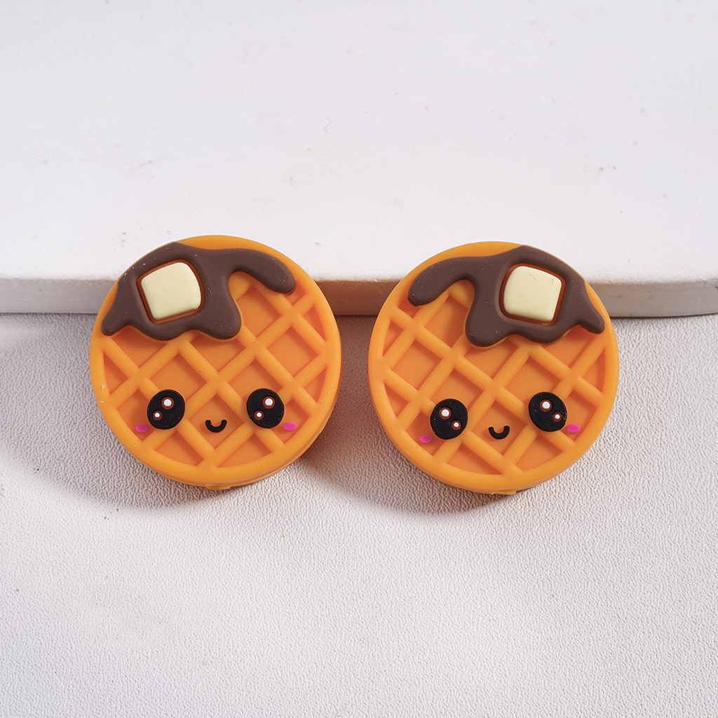 Cute Waffle Cookies Biscuits Vivid Silicone Focal Beads