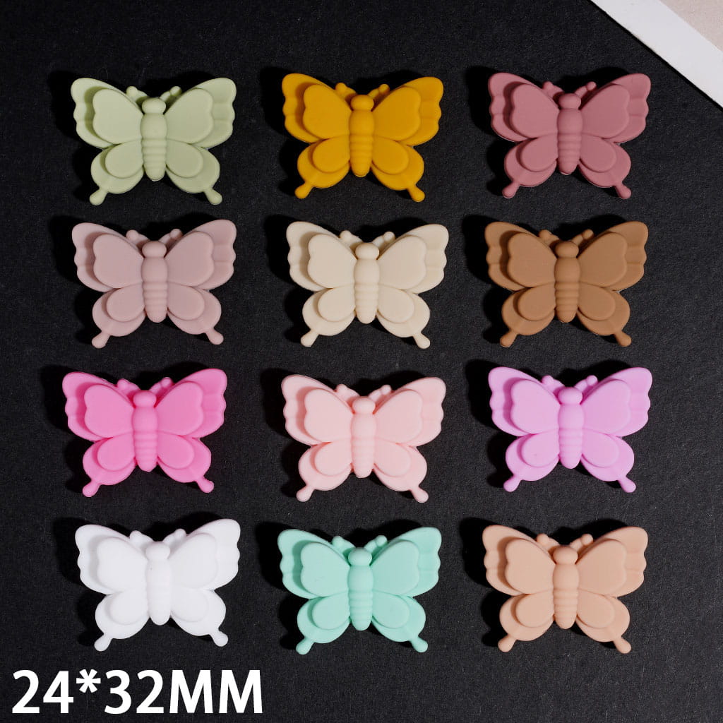 Silicone Beads Butterfly Series, 24*32MM Multi-Color Random Mix