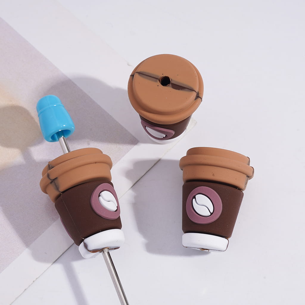 3D Cute Coffee Bean Design Silicone Focal Beads