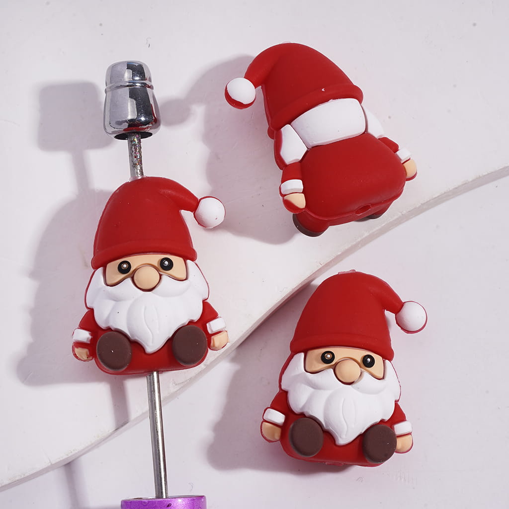 3D Sitting Santa Claus Christmas Series Silicone Focal Bead